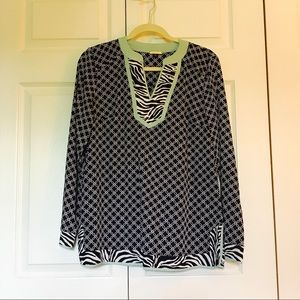 Dana Buchman Navy and Zebra Tunic